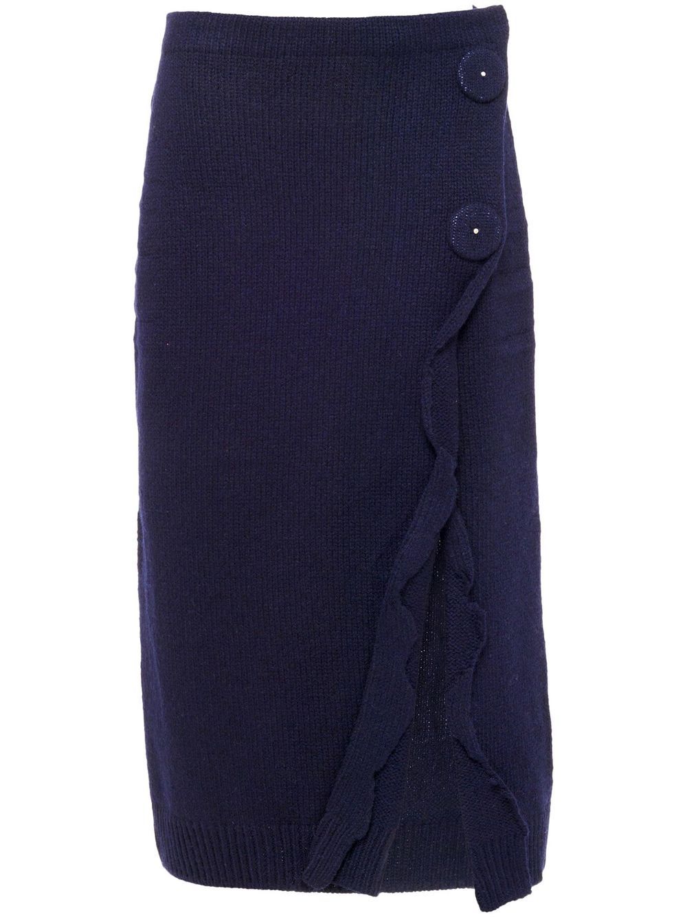 Prada side-split wool-cashmere skirt - Blue