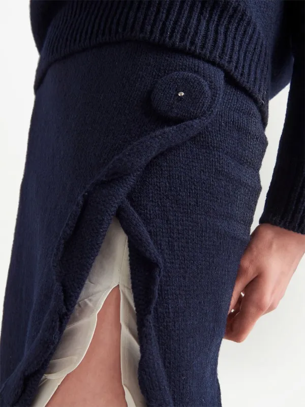 【関税込み】prada Skirt with maxi button split Prada side-split wool-cashmere Skirt | Blue | FARFETCH