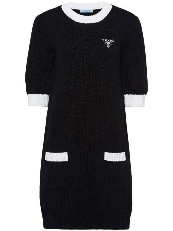 Prada logo mini dress women Cotton 36 Black