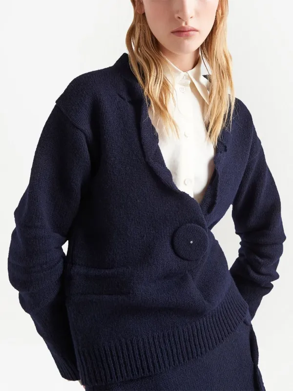 i*e様 PRADA 2018AW ランウェイ カシミア混ニット 48 Prada Vネック カシミアセーター | ブルー | FARFETCH JP