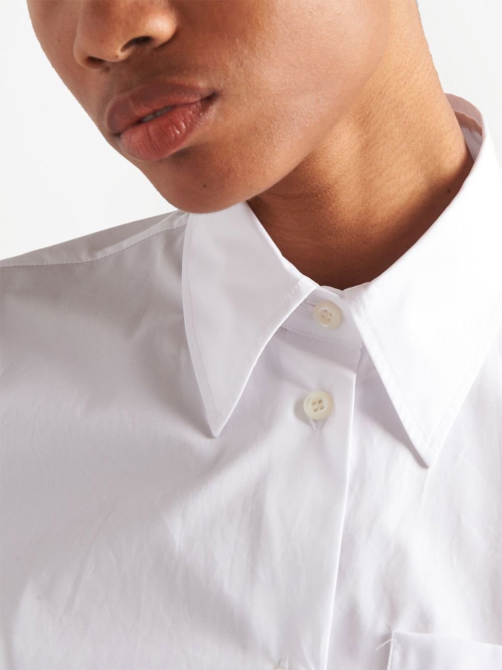 Shop Prada Logo-underband Poplin Shirt In White