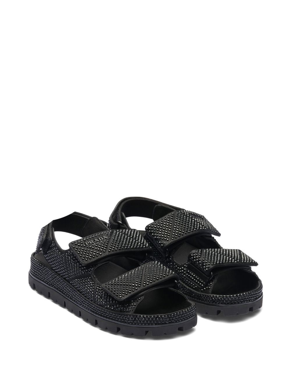 Shop Prada Crystal-embellished Sandals In Black