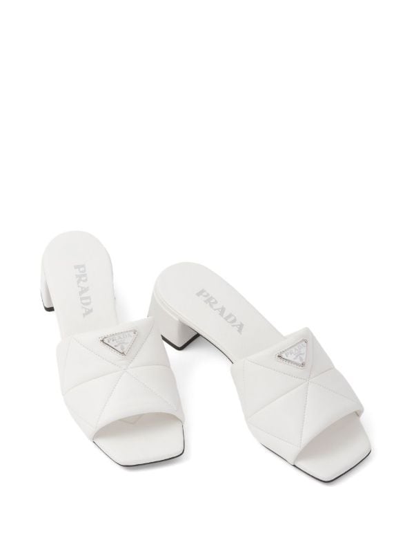 Prada logo-plaque Quilted Leather Mules - Farfetch