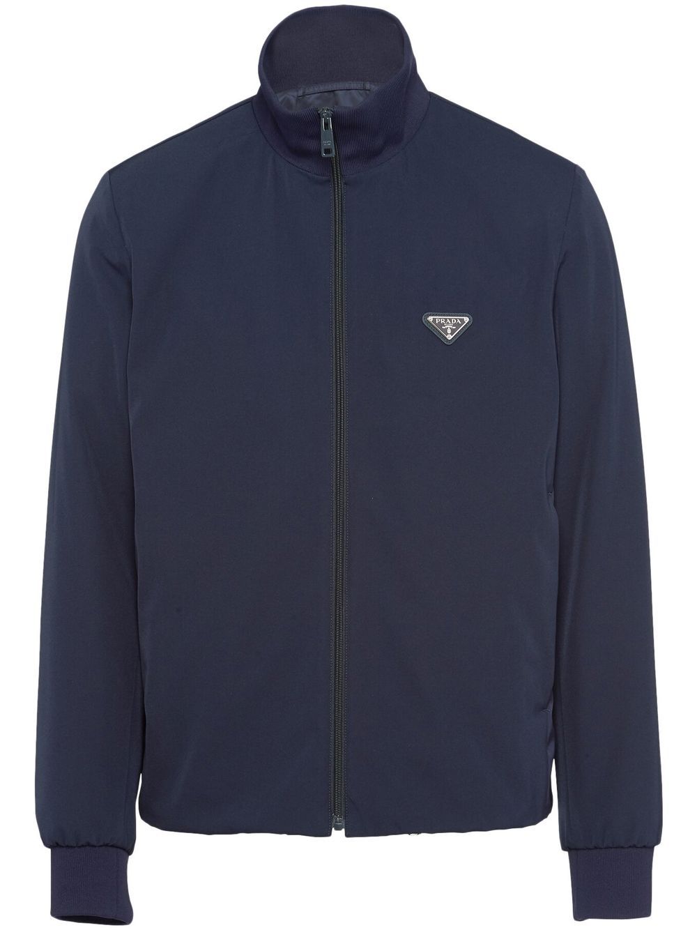 Shop Prada Triangle-logo Zip-up Jacket In Blue
