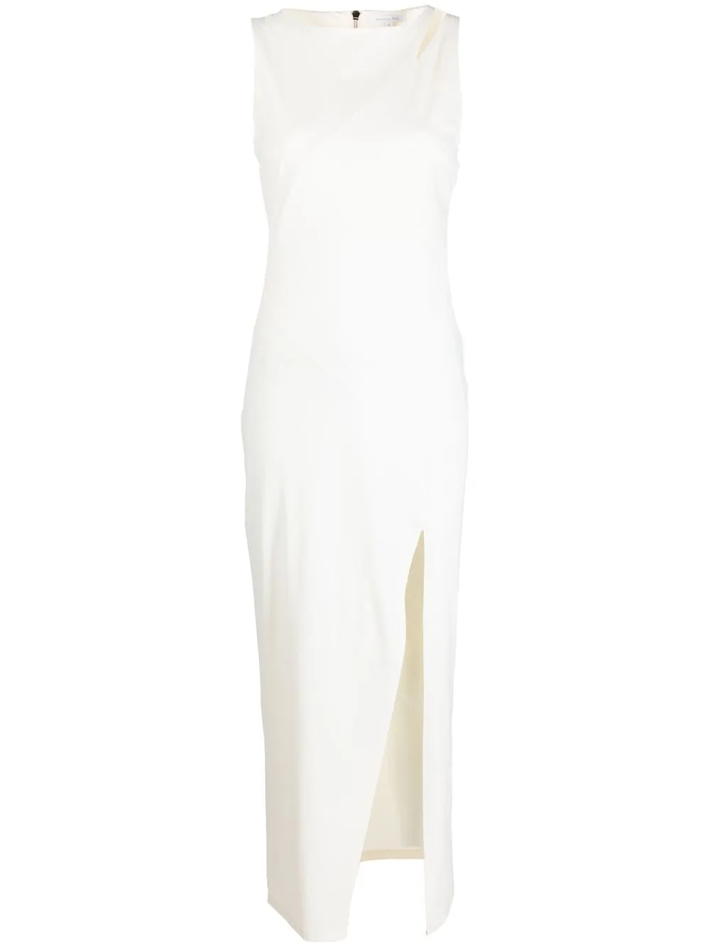 Patrizia Pepe Front-slit Sleeveless Midi Dress In Beige