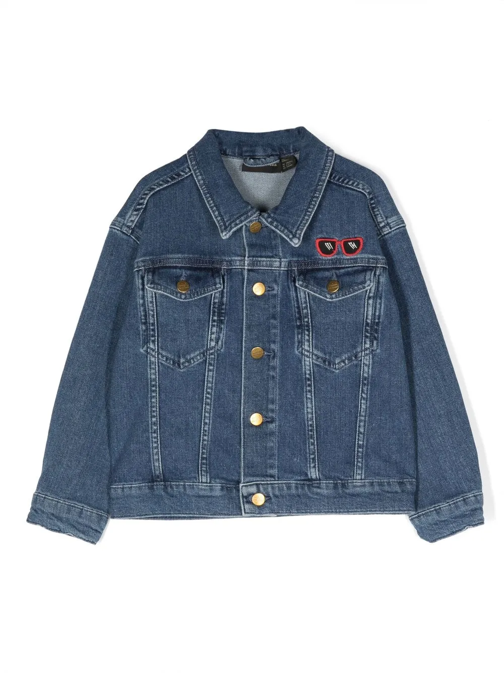 Mini Rodini Denim Embroidered Jacket In Blue