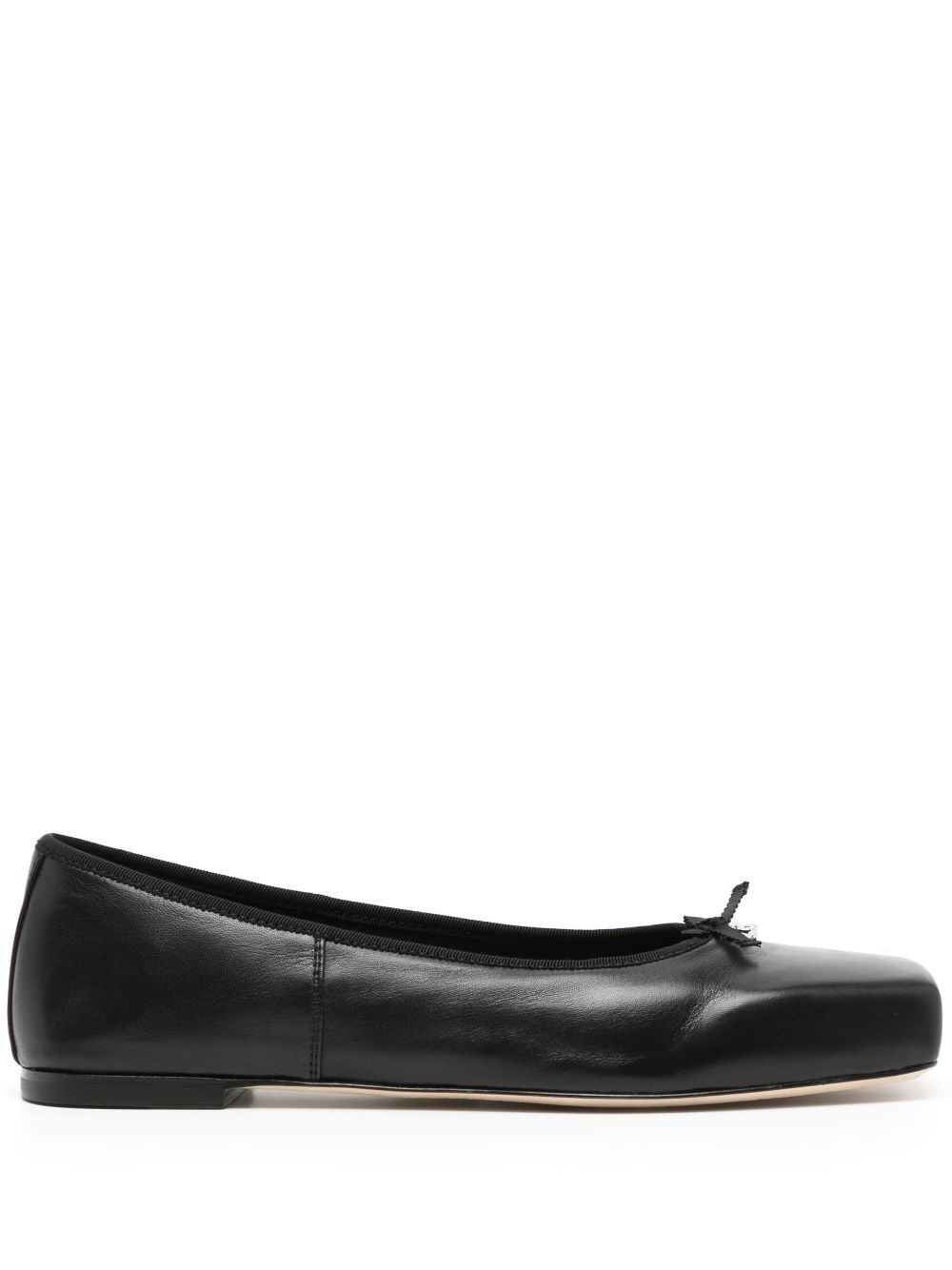 Shop Alexander Wang Square-toe Leather Ballerina Shoes In Black