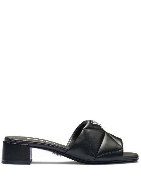 Prada 45mm triangle-logo leather sandals 