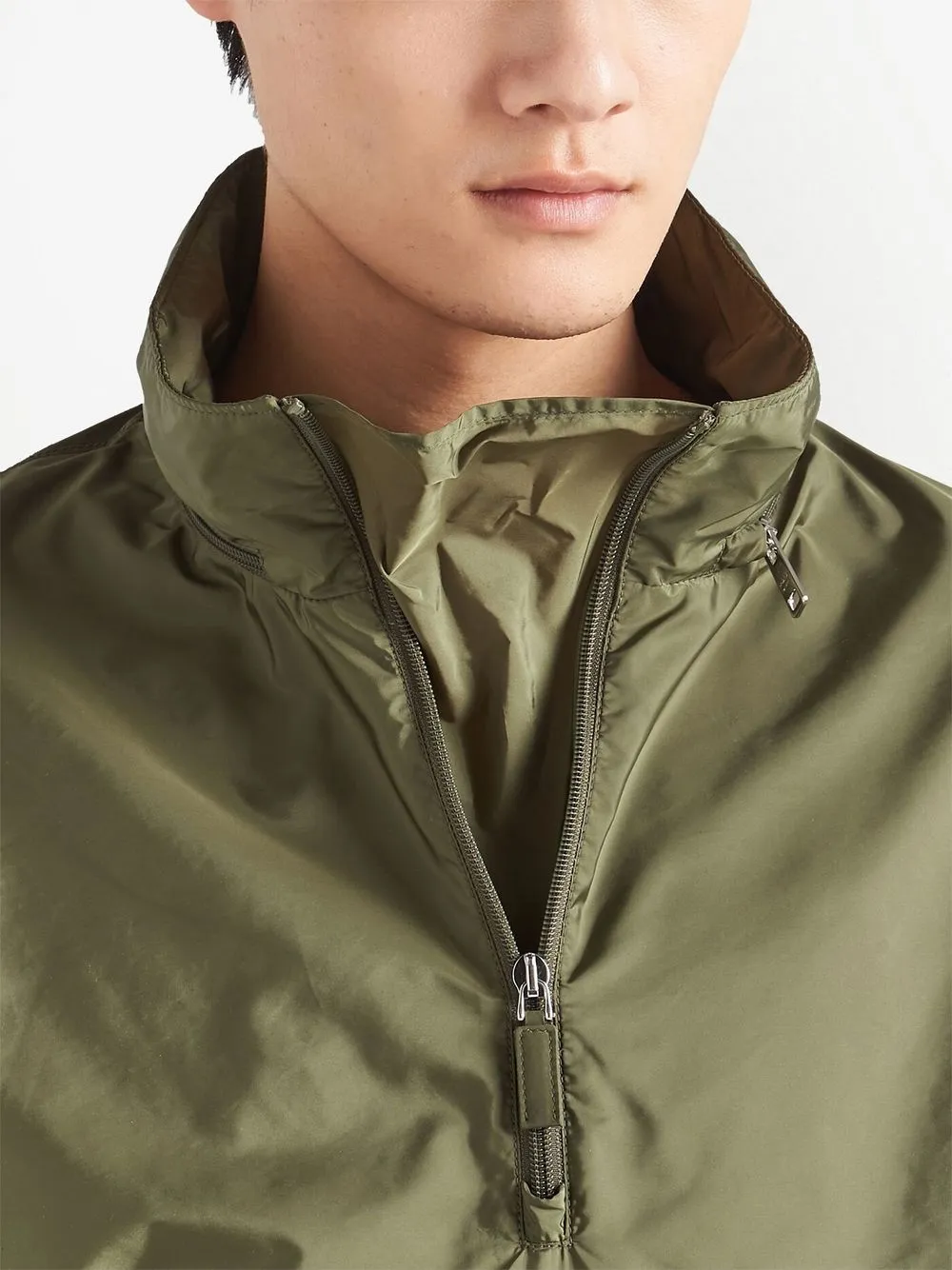 Shop Prada Re-nylon Half-zip Jacket In Green