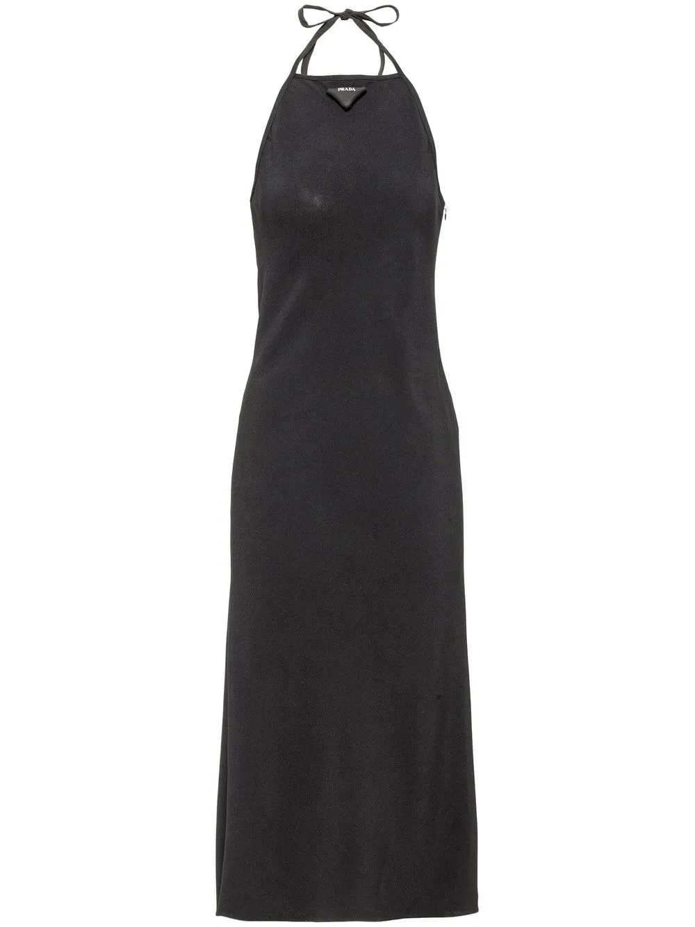 Prada Halterneck Triangle Midi Dress In Schwarz