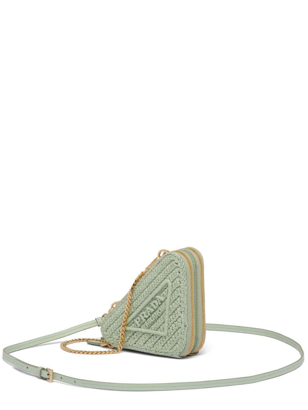 Prada Triangle-logo Crochet Mini Bag In Green