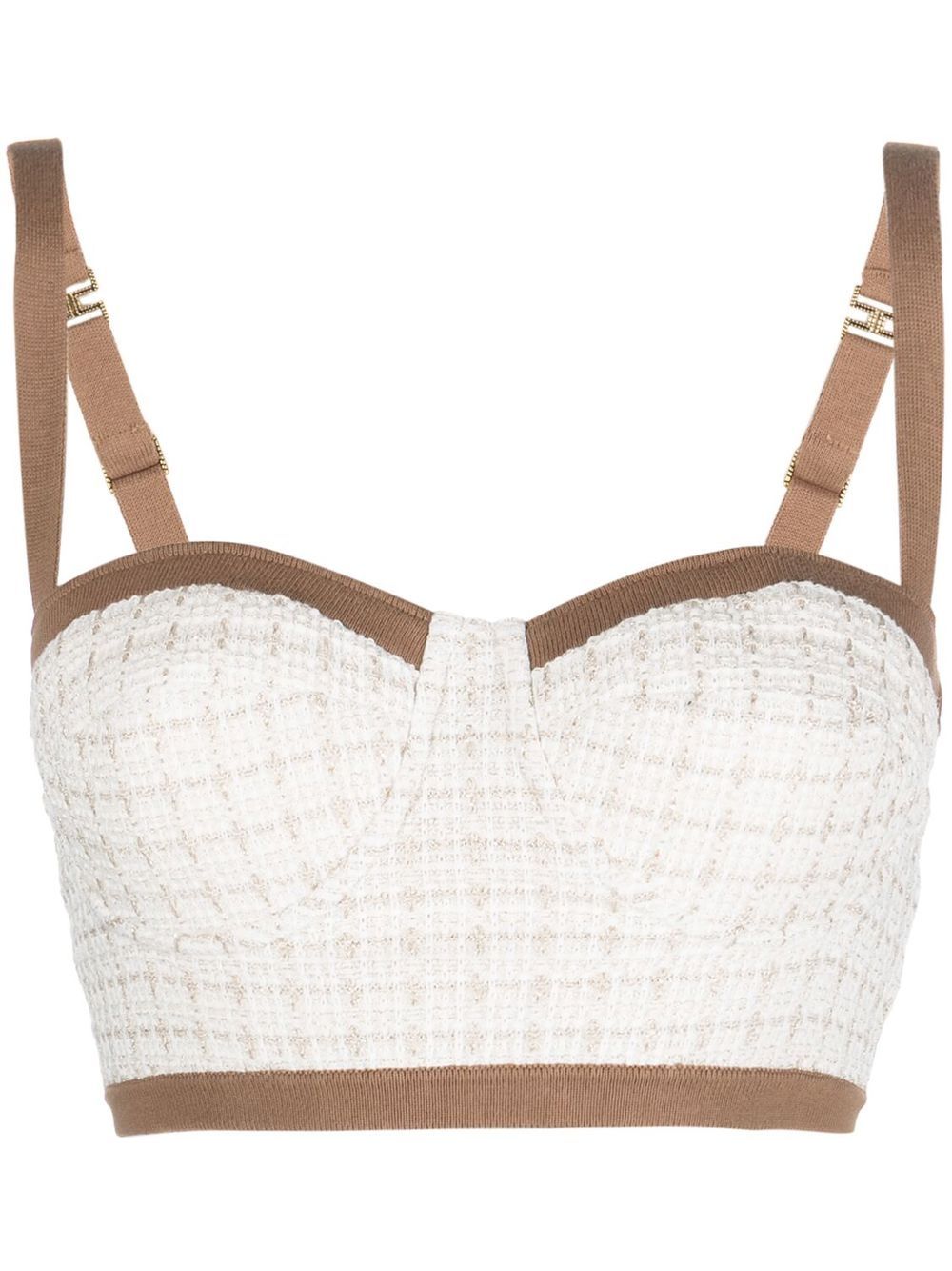 tweed-trim sleeveless bralette