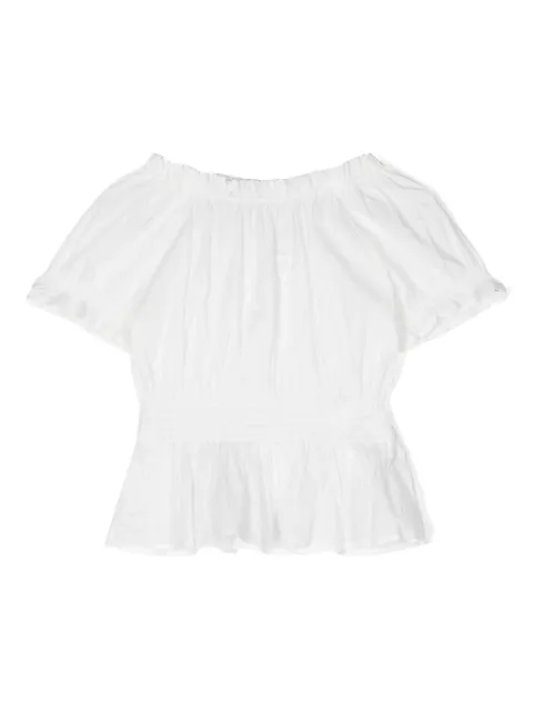 Ermanno Scervino Junior logo-emboidered cotton blouse