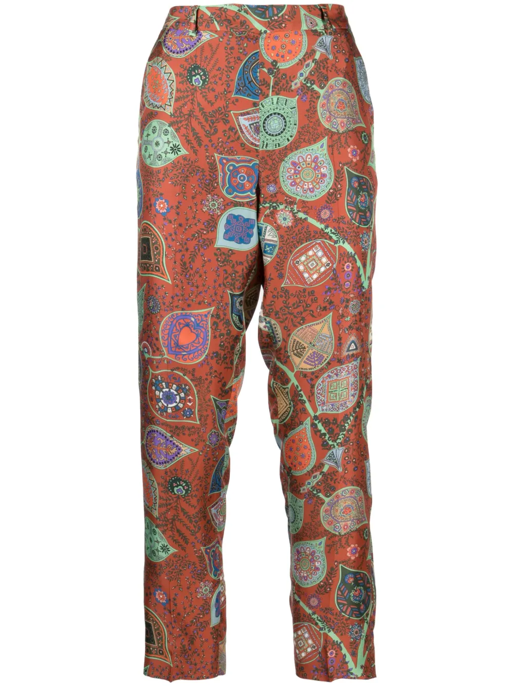 Alberto Biani geometric-print silk tailored trousers - Orange