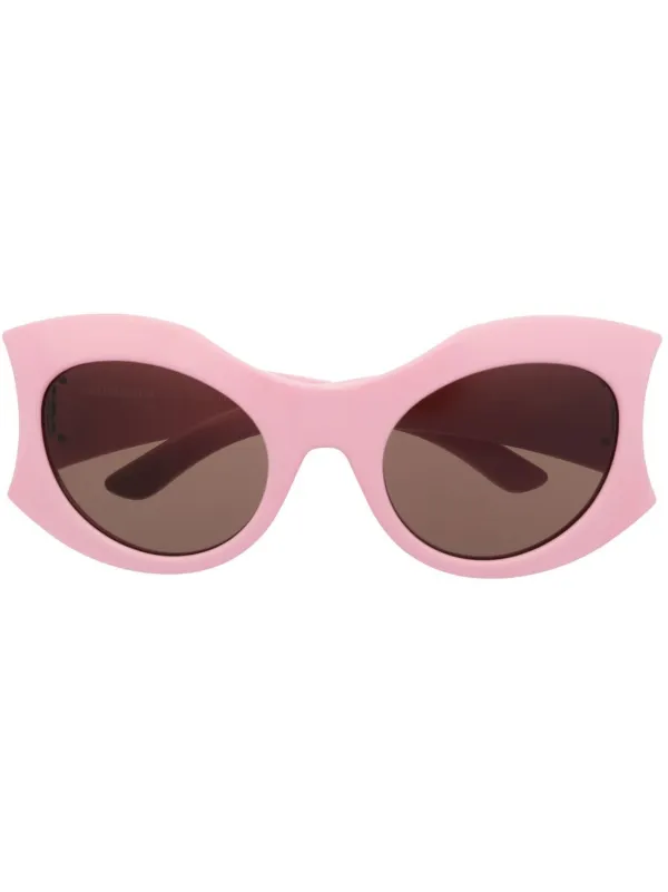 Balenciaga Eyewear Side logo-plaque Detail Sunglasses Pink