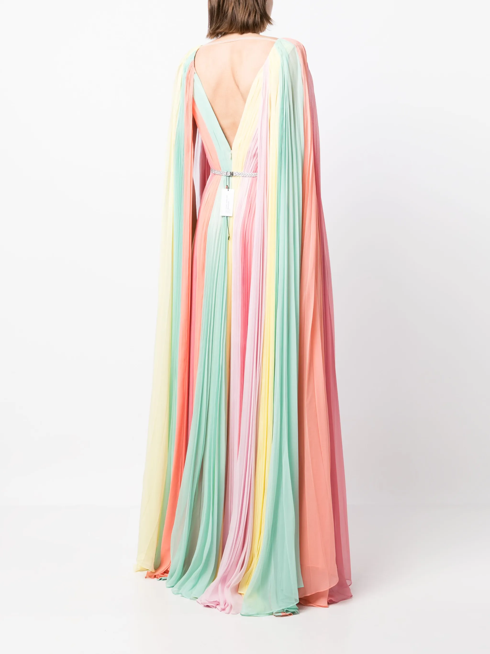 Jenny Packham cape-sleeve silk gown