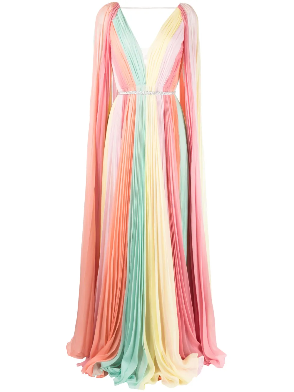 Image 1 of Jenny Packham cape-sleeve silk gown