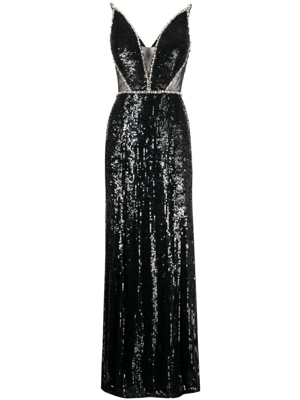 Jenny Packham Amara Sequin-embellished Sleeveless Gown In Black