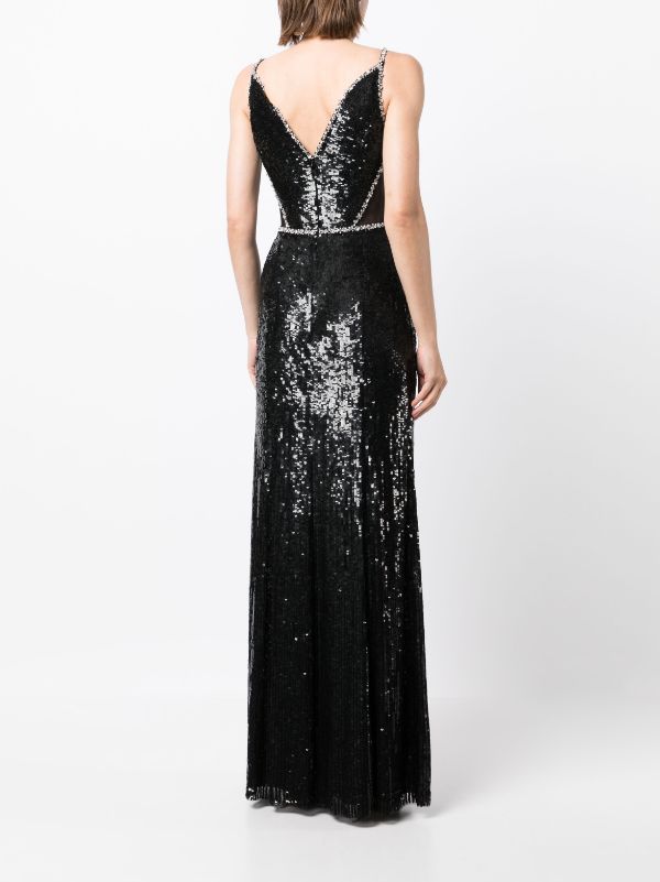 Jenny Packham Amara sequin embellished Sleeveless Gown Farfetch