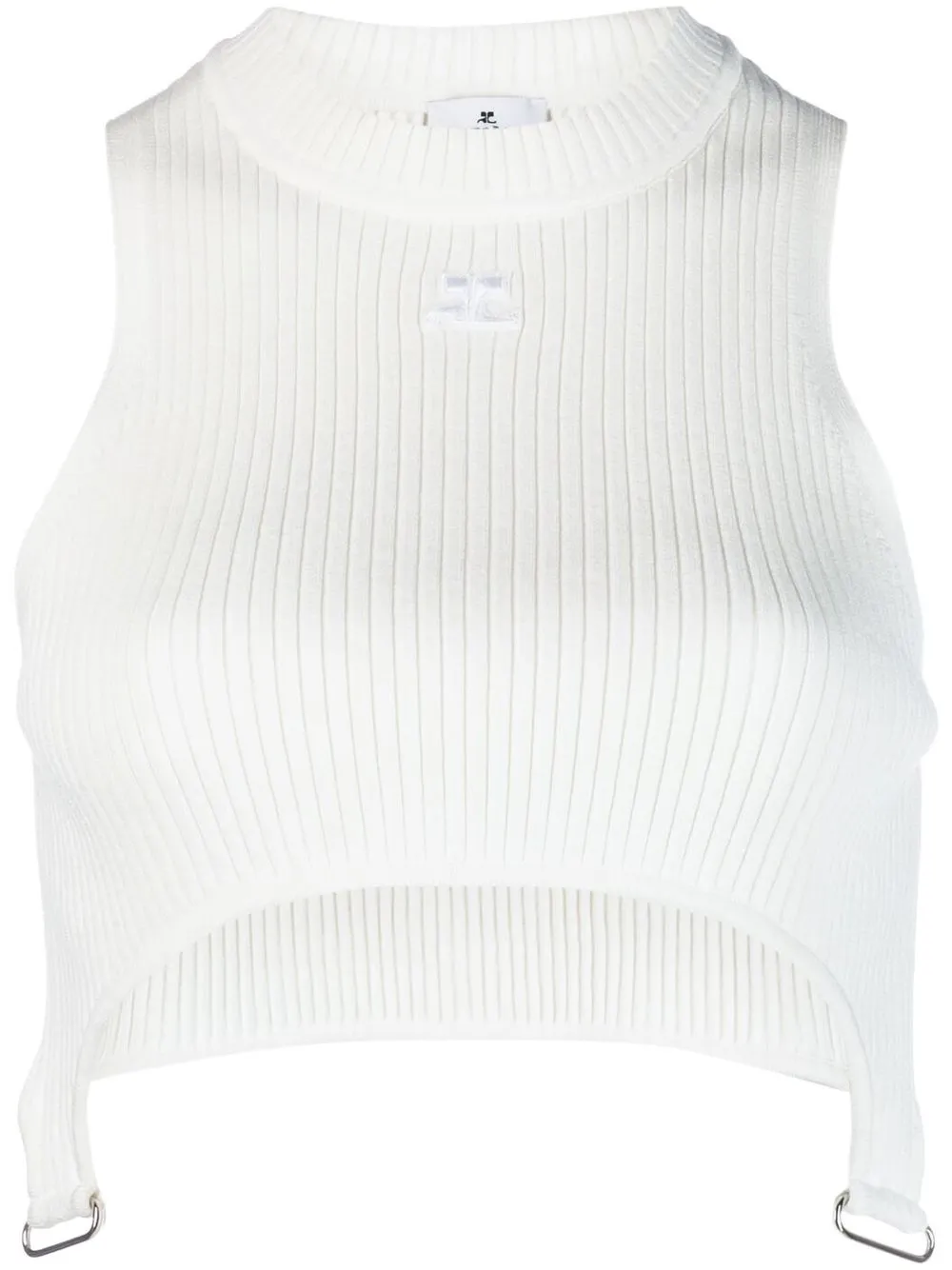Courrèges Knitted Cropped Top In Weiss