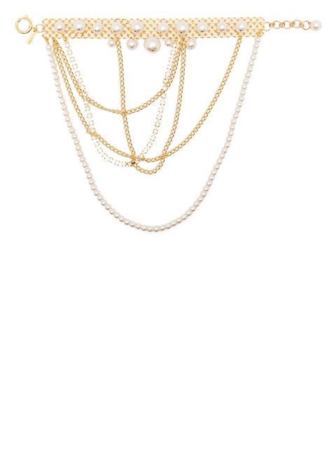 Junya Watanabe layered chains pearl-embellished necklace