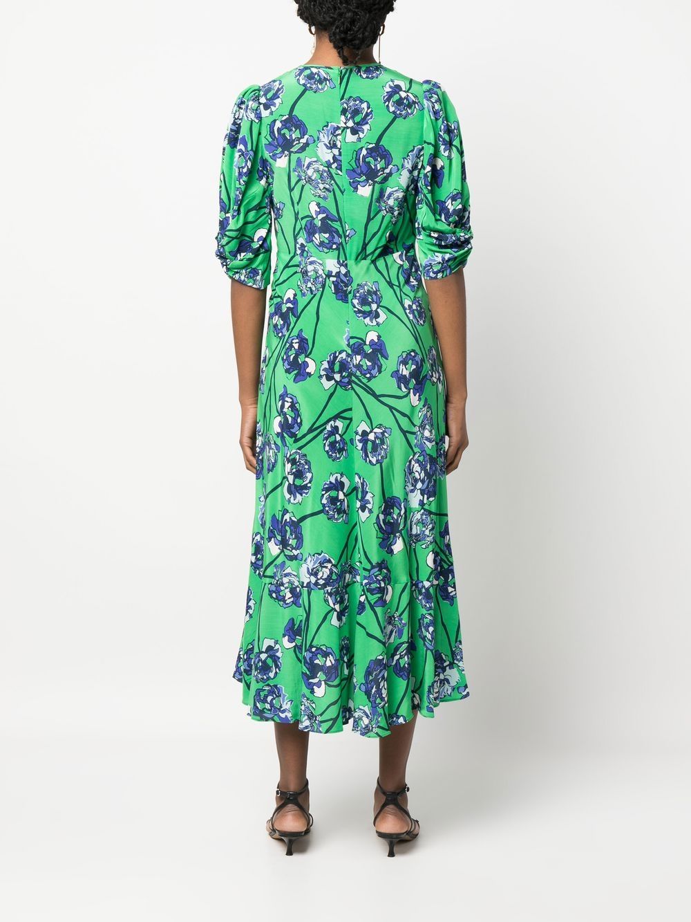 Shop Diane Von Furstenberg Floral-print Midi Dress In Grün