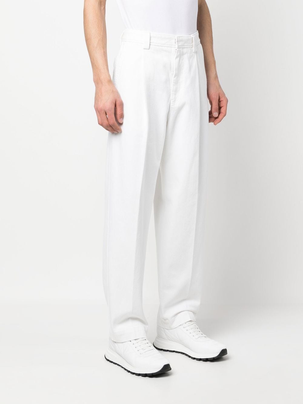 Shop Zegna High-waisted Tapered Jeans In Weiss