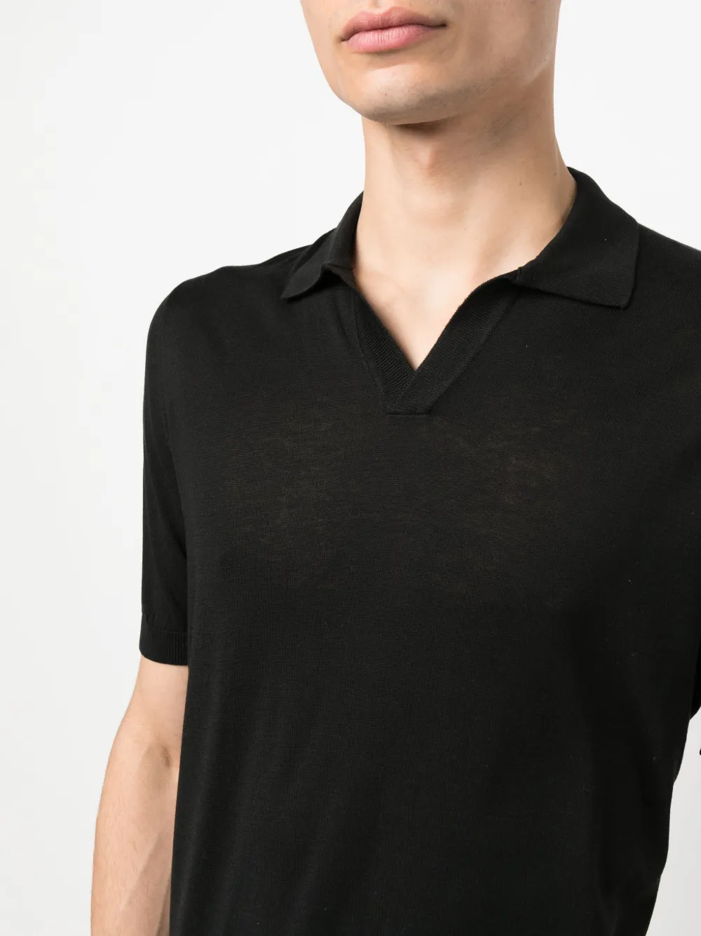 Shop Tagliatore Short-sleeve Knitted Jumper In Schwarz