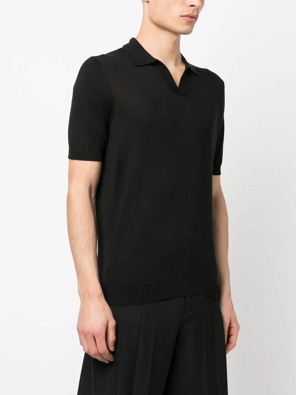 Shop Tagliatore Short-sleeve Knitted Jumper In Schwarz