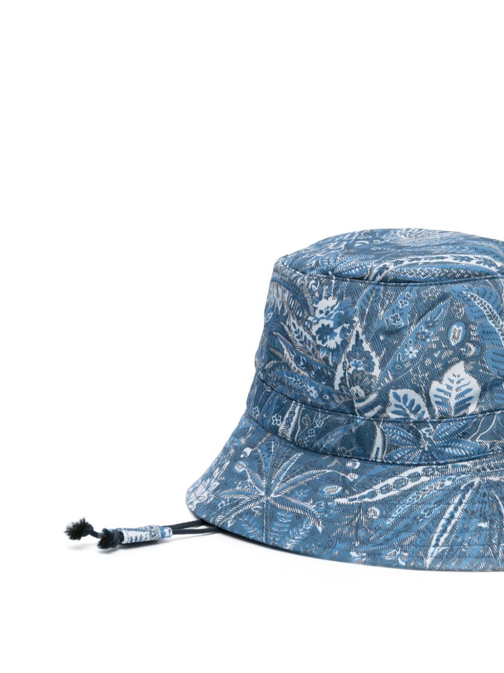 Shop Apc Floral-print Drawstring Bucket Hat In Blau