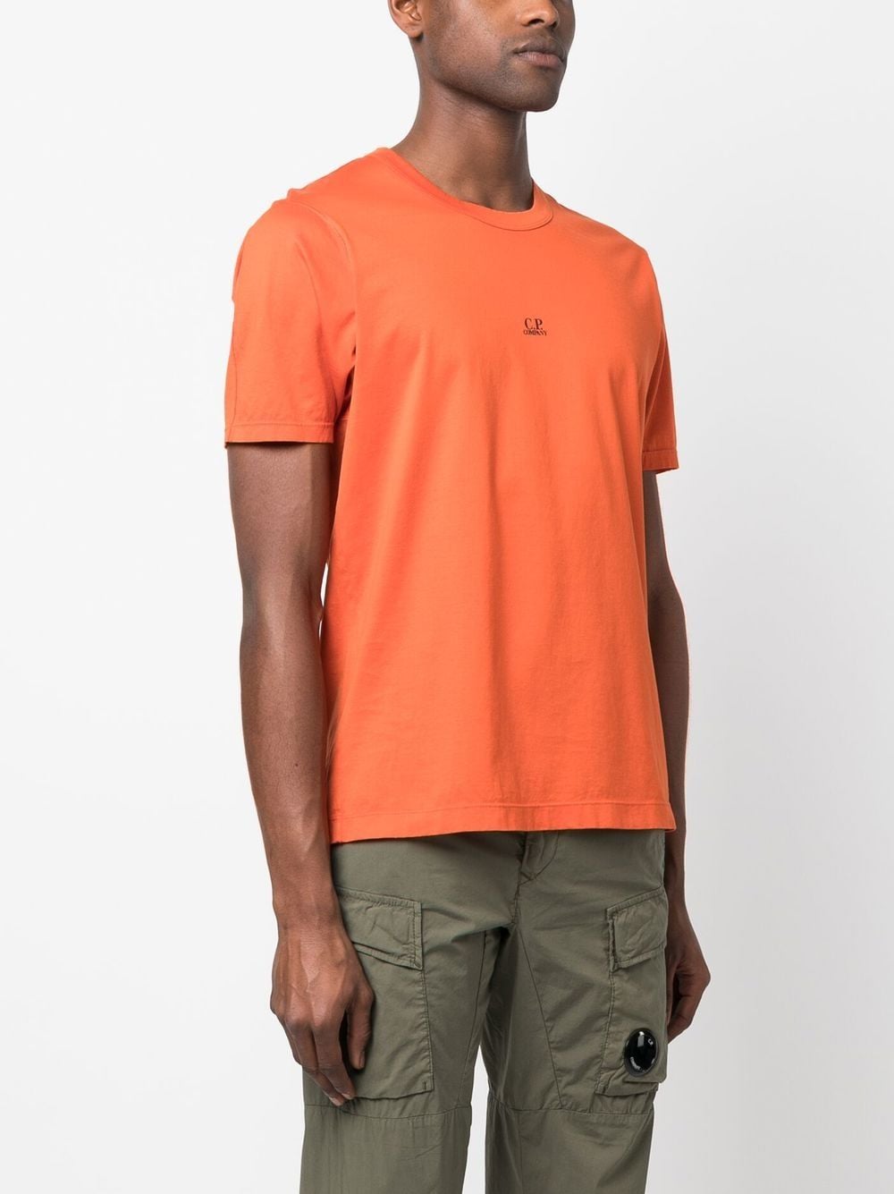 Shop C.p. Company Short-sleeve Cotton T-shirt In Orange