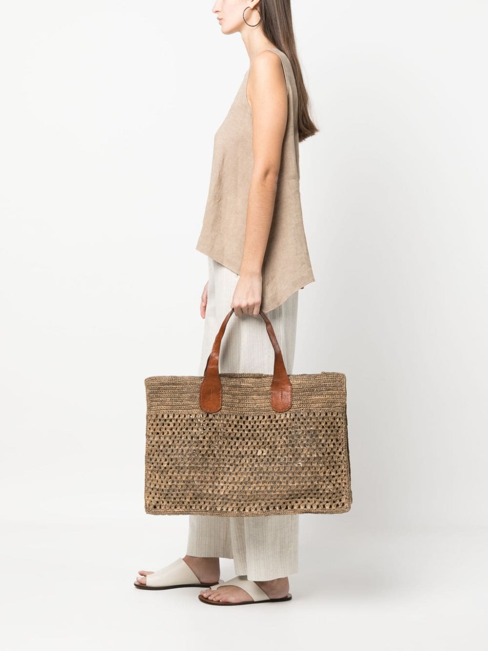 IBELIV Havana raffia shopper - Bruin