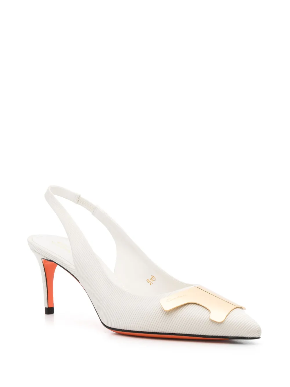  Santoni Slingback Strap 80mm Leather Pumps - White 