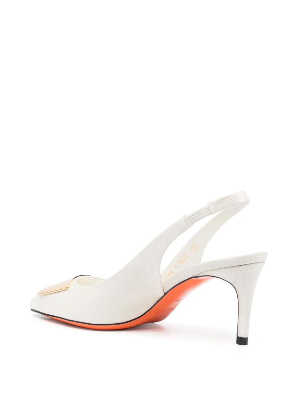  Santoni Slingback Strap 80mm Leather Pumps - White 