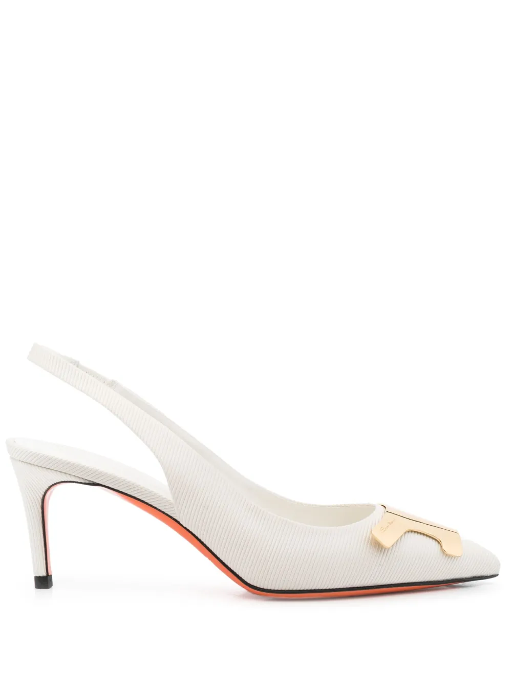 Santoni slingback strap 80mm leather pumps – White