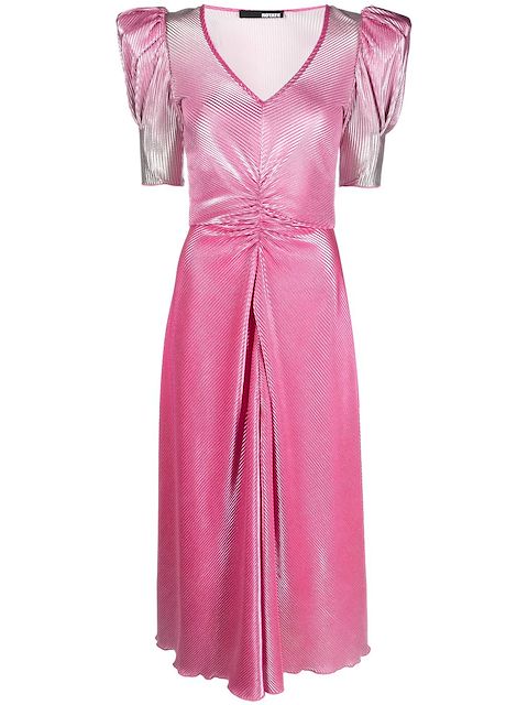 ROTATE gradient puff-sleeve midi dress