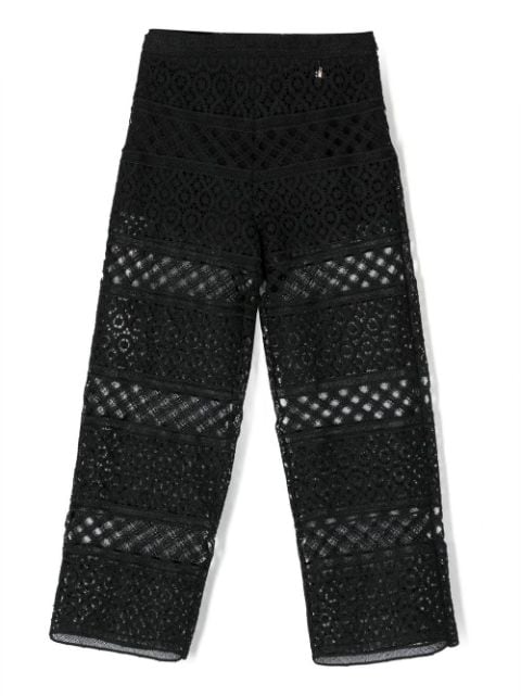 Elisabetta Franchi La Mia Bambina layered lace-design trousers