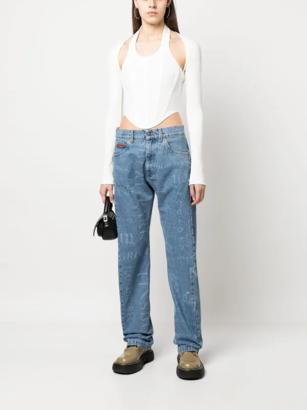 MARTINE ROSE◇ストレートパンツ/XS/デニム/BLU/総柄/W10M229DU