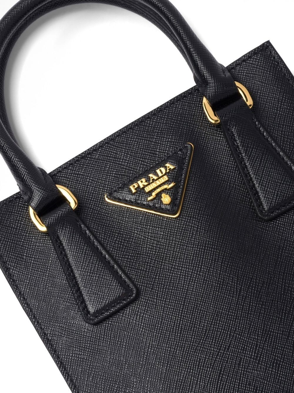 Shop Prada Triangle-logo Saffiano-leather Tote In Black
