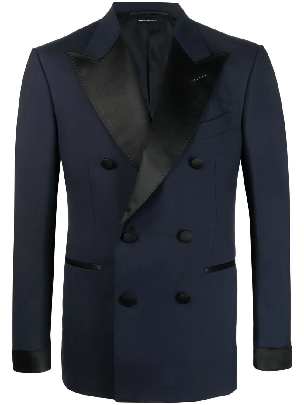 TOM FORD シルクトリム ダブルジャケット - ブルー TOM FORD シルクトリム ダブルジャケット - ブルー