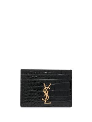 Saint laurent crocodile card holder sale