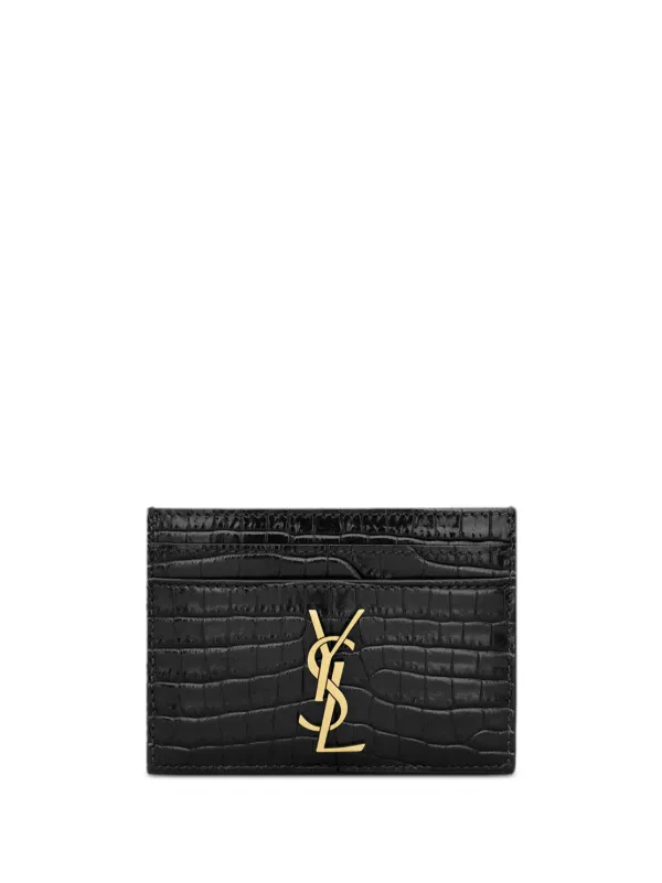 Saint Laurent Cassandre crocodile-embossed Cardholder - Farfetch