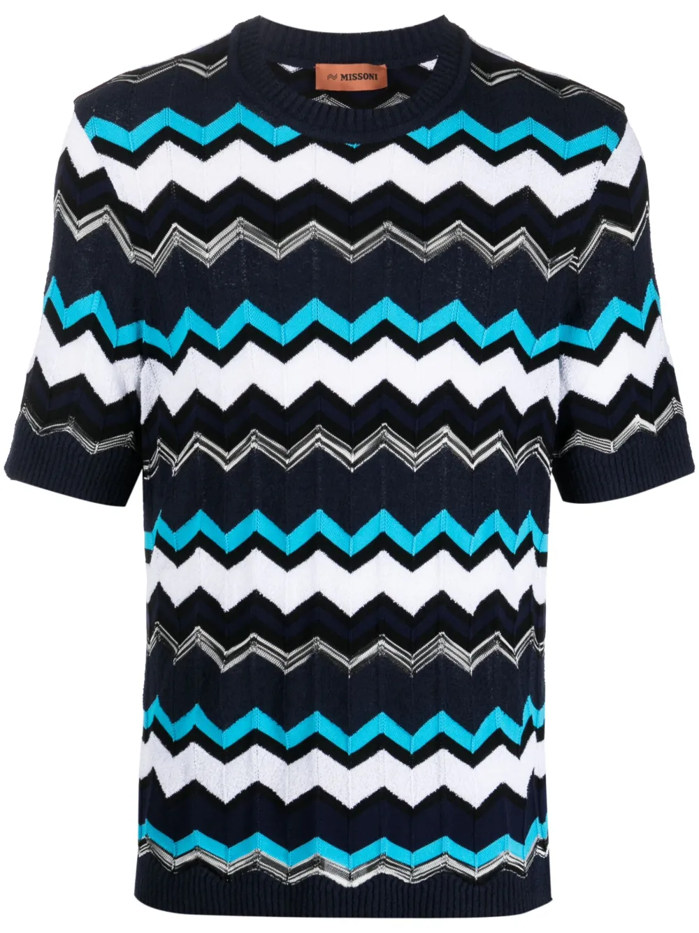 Missoni signature zigzag knitted T-shirt - Blue