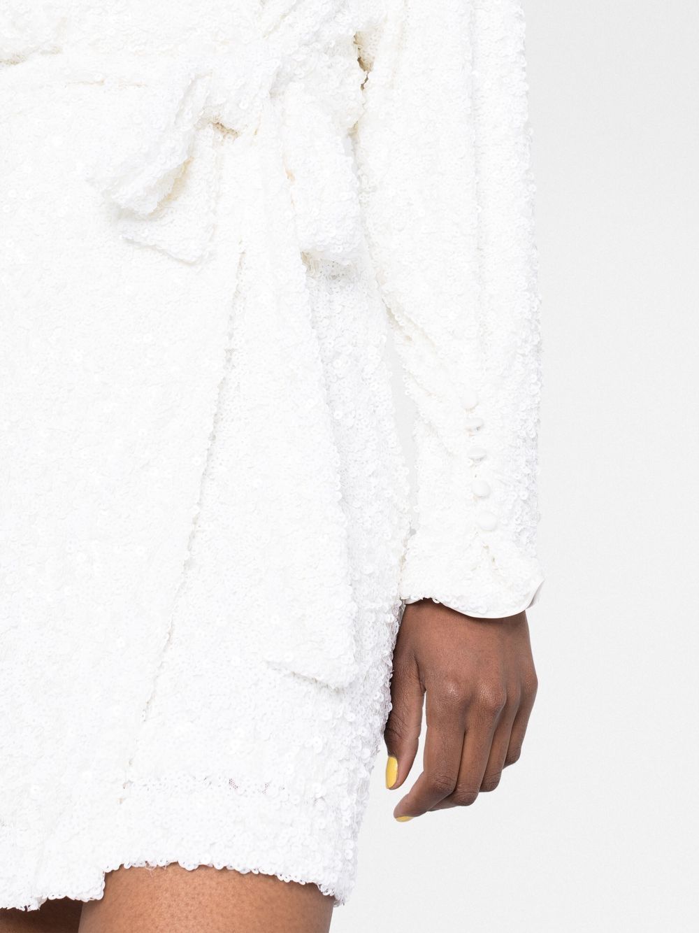 Shop Rotate Birger Christensen Samantha Sequin Wrap Dress In White
