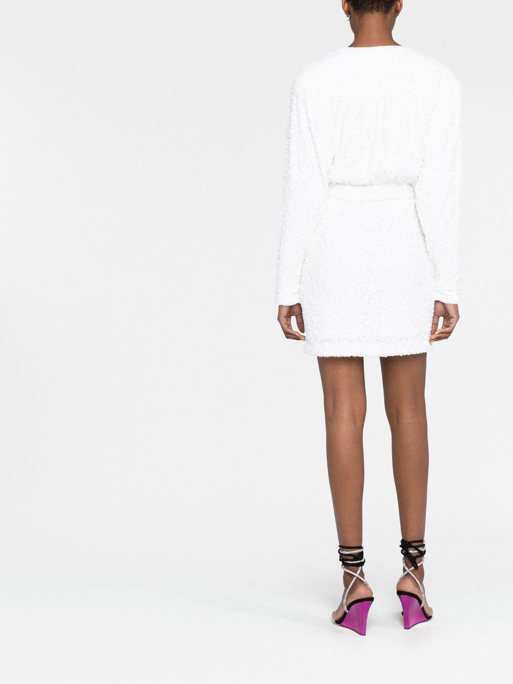 Shop Rotate Birger Christensen Samantha Sequin Wrap Dress In White