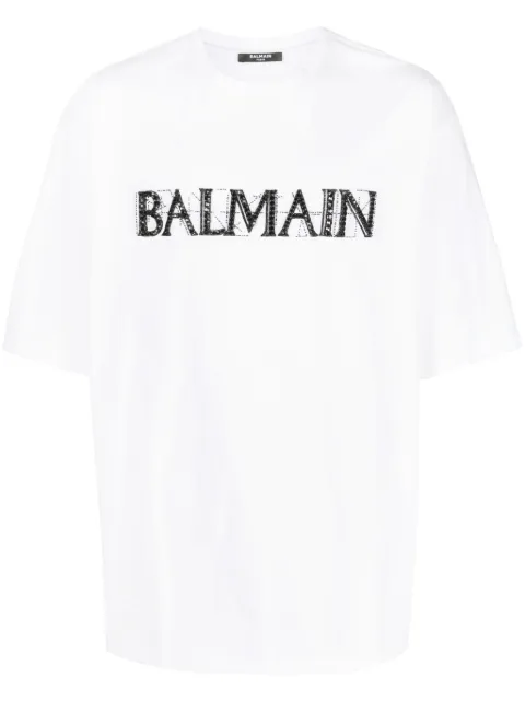 Balmain crystal-logo cotton T-shirt