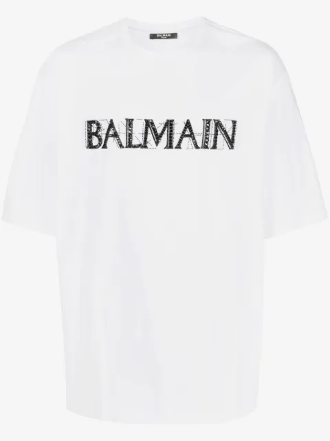 Balmain crystal-logo cotton T-shirt