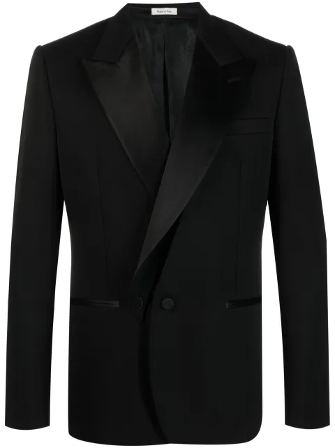Alexander McQueen blazer de seda con doble botonadura