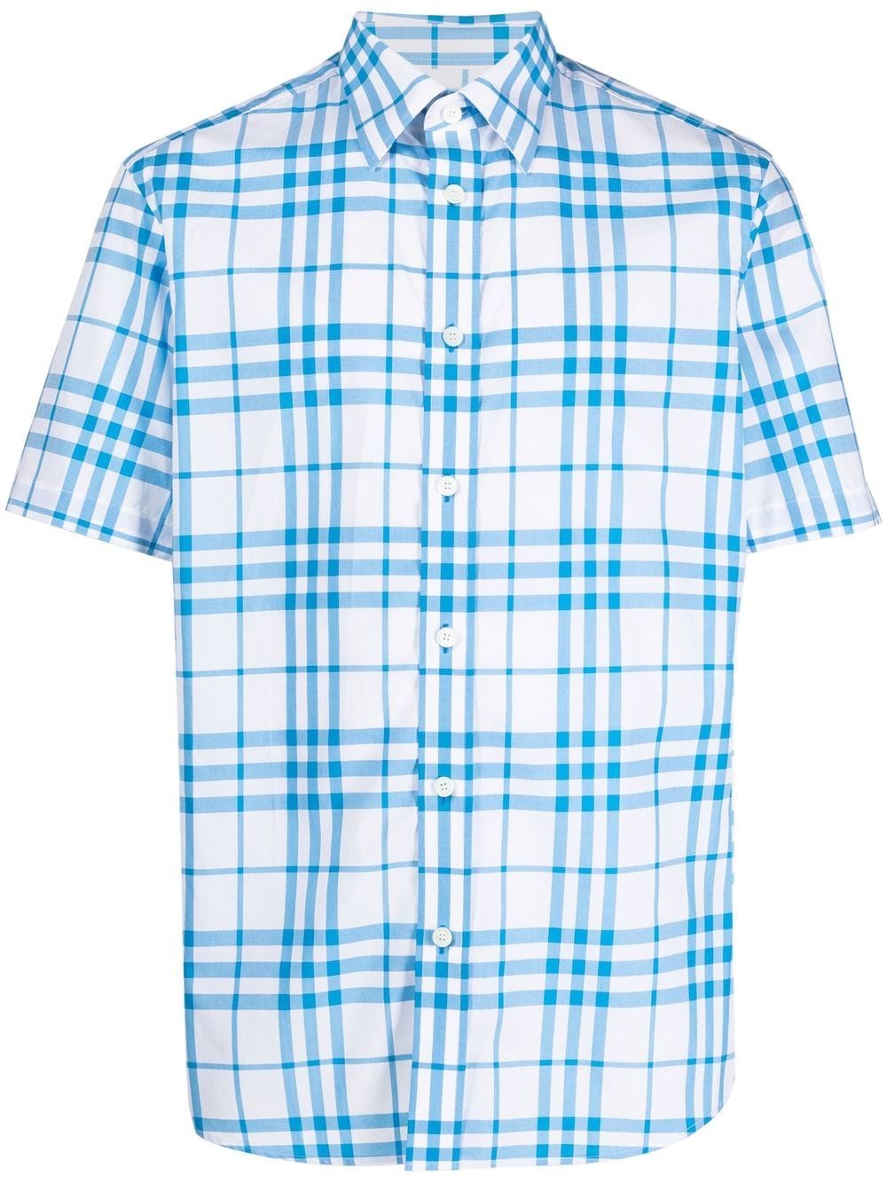 Burberry Short-sleeve Check Cotton Shirt In Blue