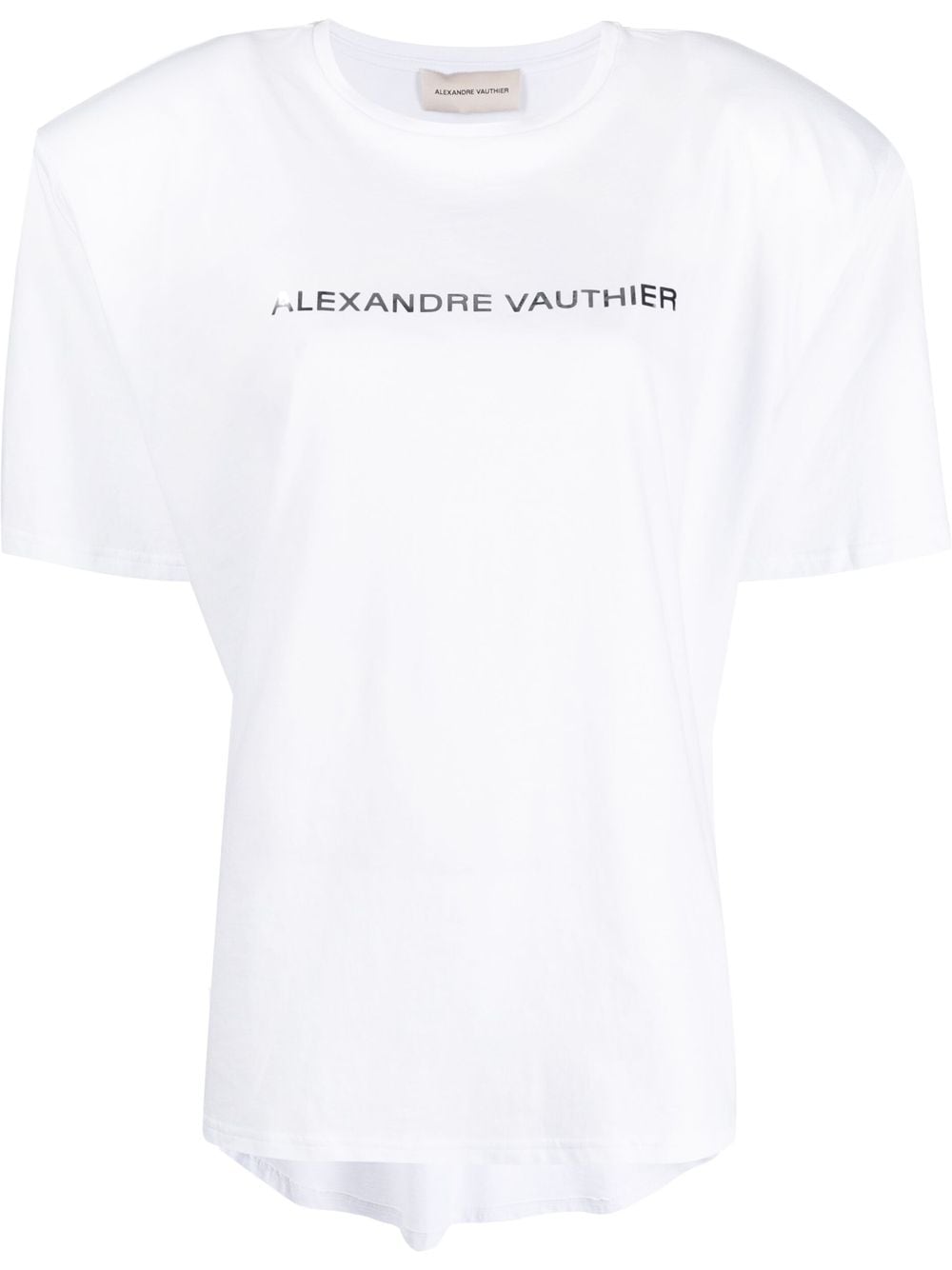 Shop Alexandre Vauthier Logo-print Shoulder-pad T-shirt In White